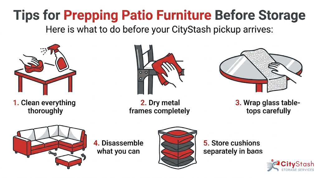 Prepping patio furniture before storage